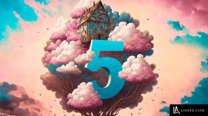 Illustration For 5 Reasons To Add Programmatic Advertising For Industrial Marketing - Shows The Number 5 In A Tree With A Treehouse
