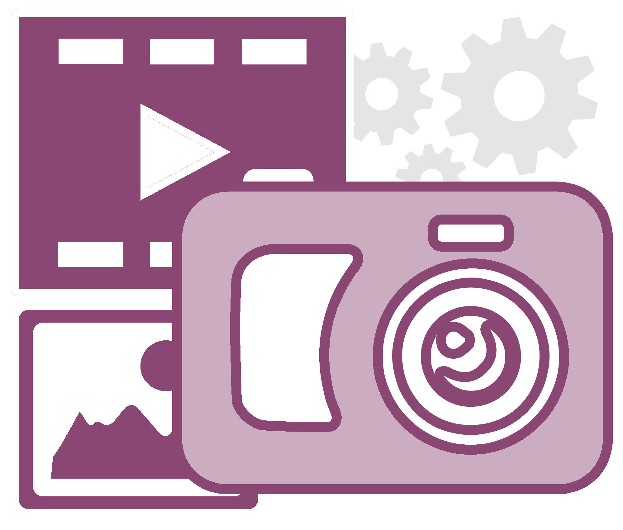 industrial photography icon - showing cameras and film