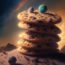 Industrial Marketing Illustration for Third-party cookies depicting a stack of cookies on an alien planet