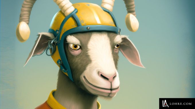 Greatest Industrial Advertising Illustration - Cartoon Goat Wearing Football Helmet