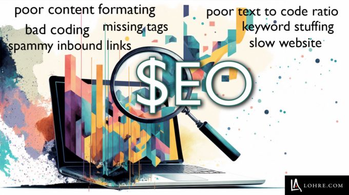 Free SEO Report / Audit Graphic - Magnifying Lense Over Laptop