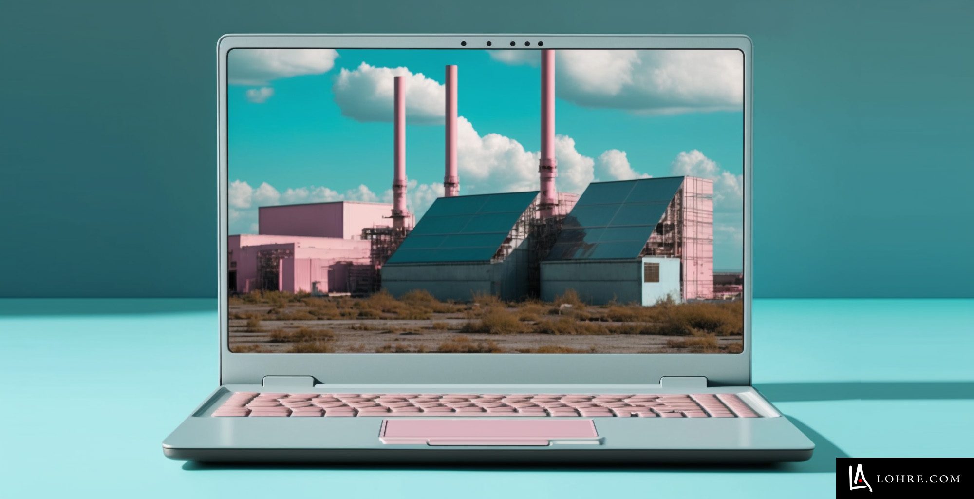 Industrial Search Engine Optimization (SEO) shows laptop with industrial business on screen